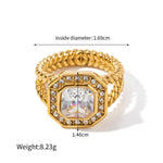 18K Gold Double-Layer Twist Ring with Inlaid Octagonal Zircons - QH Clothing