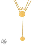 18K Gold Double Layered Necklace with Double Medal Tassel - QH Clothing