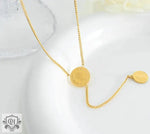 18K Gold Double Layered Necklace with Double Medal Tassel - QH Clothing