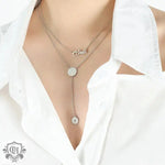 18K Gold Double Layered Necklace with Double Medal Tassel - QH Clothing