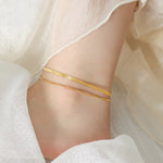 18K gold fashionable simple double-layered design versatile anklet - QH Clothing