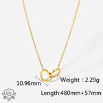 18K Gold Double Linked Heart Necklace - QH Clothing