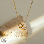 18K Gold Double Linked Heart Necklace - QH Clothing