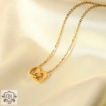 18K Gold Double Linked Heart Necklace - QH Clothing