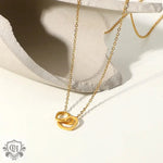 18K Gold Double Linked Heart Necklace - QH Clothing