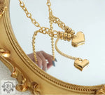 18K Gold Double Love Heart Necklace with Tassel Design - QH Clothing