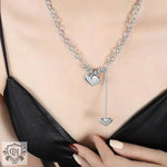 18K Gold Double Love Heart Necklace with Tassel Design - QH Clothing