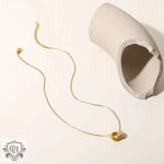 18K Gold Double Ring with Diamond Pendant Necklace - QH Clothing