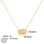 18K Gold Double Ring with Diamond Pendant Necklace - QH Clothing