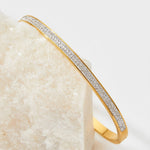 18K gold exquisite and dazzling double-row diamond-studded baby's breath design bracelet - QH Clothing