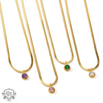 18K Gold Double Zircon Pendant Necklace - QH Clothing