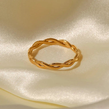 18K Gold Dual Twisted Line Ring - QH Clothing