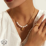 18K Gold Elegant Freshwater Pearl Necklace - QH Clothing