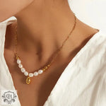 18K Gold Elegant Freshwater Pearl Necklace - QH Clothing