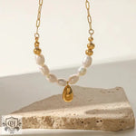 18K Gold Elegant Freshwater Pearl Necklace - QH Clothing