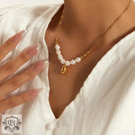 18K Gold Elegant Freshwater Pearl Necklace - QH Clothing