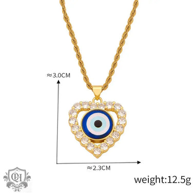 Gold-toned 18K gold devil’s eye pendant necklace with elegant geometric design