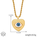 Elegant 18K gold devil’s eye design pendant necklace with blue eye detail