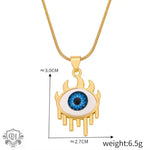 Gold-toned 18K gold devil’s eye pendant necklace with elegant geometric design