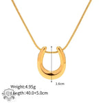 18K Gold Elegant U-Shaped Pendant Necklace - QH Clothing