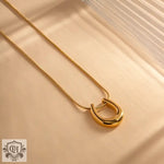 18K Gold Elegant U-Shaped Pendant Necklace - QH Clothing