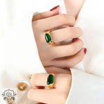 18K Gold Emerald Gemstone Ring - QH Clothing