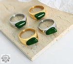 18K Gold Emerald Gemstone Ring - QH Clothing