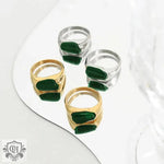 18K Gold Emerald Gemstone Ring - QH Clothing