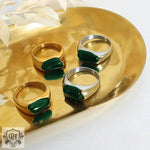 18K Gold Emerald Gemstone Ring - QH Clothing