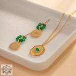 18K Gold Emerald Pendant Necklace - QH Clothing