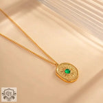 18K Gold Emerald Pendant Necklace - QH Clothing