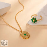 18K Gold Emerald Pendant Necklace - QH Clothing