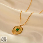 18K Gold Emerald Pendant Necklace - QH Clothing