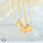 18K Gold Engraved Letters Necklace with Stars and Moon Design - QH Clothing