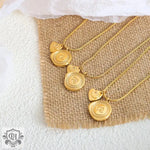 18K Gold Engraved Letters Necklace with Stars and Moon Design - QH Clothing