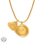 18K Gold Engraved Letters Necklace with Stars and Moon Design - QH Clothing