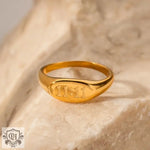 18K Gold Engraved Symbol Ring - QH Clothing