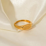 18K Gold Engraved Symbol Ring - QH Clothing