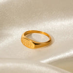 18K Gold Engraved Symbol Ring - QH Clothing