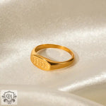 18K Gold Engraved Symbol Ring - QH Clothing