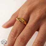 18K Gold Engraved Symbol Ring - QH Clothing