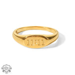 18K Gold Engraved Symbol Ring - QH Clothing