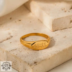 18K Gold Engraved Symbol Ring - QH Clothing