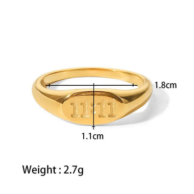 18K Gold Engraved Symbol Ring - QH Clothing