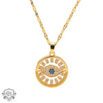 18K Gold Evil Eye Zircon Pendant Necklace - QH Clothing