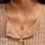 18K Gold Evil Eye Zircon Pendant Necklace - QH Clothing