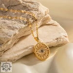 18K Gold Evil Eye Zircon Pendant Necklace - QH Clothing