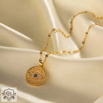 18K Gold Evil Eye Zircon Pendant Necklace - QH Clothing