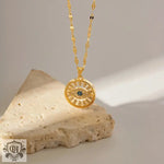 18K Gold Evil Eye Zircon Pendant Necklace - QH Clothing