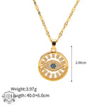 18K Gold Evil Eye Zircon Pendant Necklace - QH Clothing